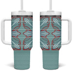 Turquoise Khotso Mojalefa Poone Tumbler With Handle Basotho Khotso Blanket Inspired