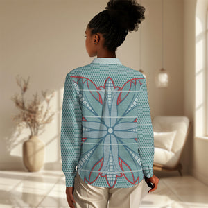 Turquoise Khotso Mojalefa Poone Women Casual Shirt Basotho Khotso Blanket Inspired