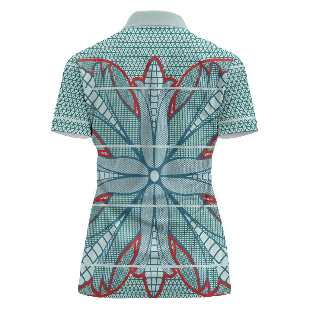 Turquoise Khotso Mojalefa Poone Women Polo Shirt Basotho Khotso Blanket Inspired