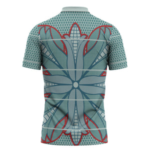 Turquoise Khotso Mojalefa Poone Zipper Polo Shirt Basotho Khotso Blanket Inspired