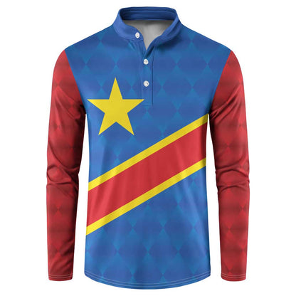 Africa DR of the Congo Personalized Button Sweatshirt Flag Style
