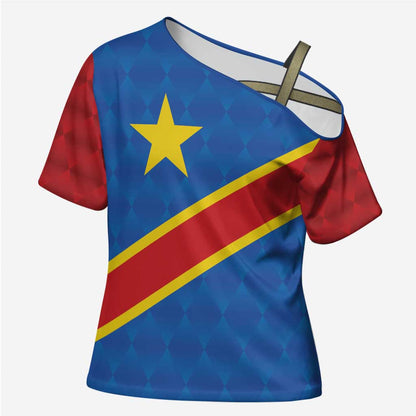 Africa DR of the Congo Personalized Cross Shoulder Shirt Flag Style