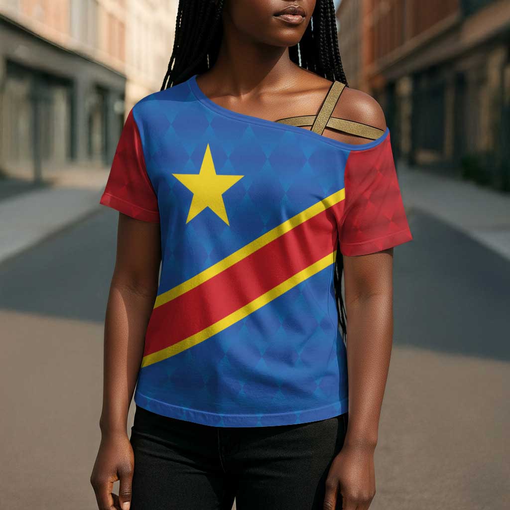 Africa DR of the Congo Personalized Cross Shoulder Shirt Flag Style