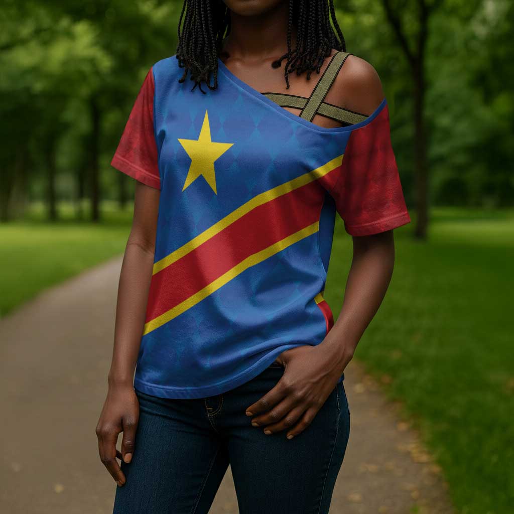 Africa DR of the Congo Personalized Cross Shoulder Shirt Flag Style