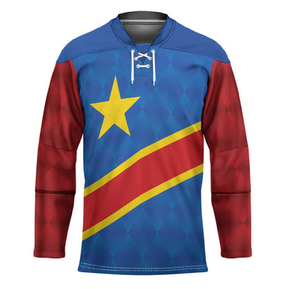 Africa DR of the Congo Personalized Hockey Jersey Flag Style