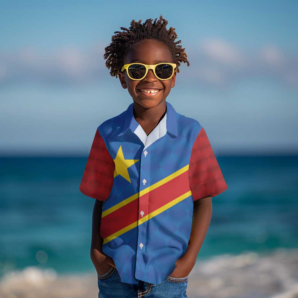 Africa DR of the Congo Personalized Kid Hawaiian Shirt Flag Style - African Pride