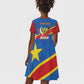 Africa DR of the Congo Personalized Kid Short Sleeve Dress Flag Style - African Pride