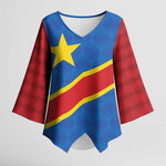 Africa DR of the Congo Personalized Kimono Sleeve Blouse Flag Style