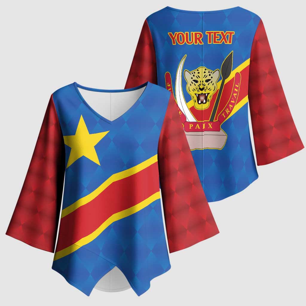 Africa DR of the Congo Personalized Kimono Sleeve Blouse Flag Style