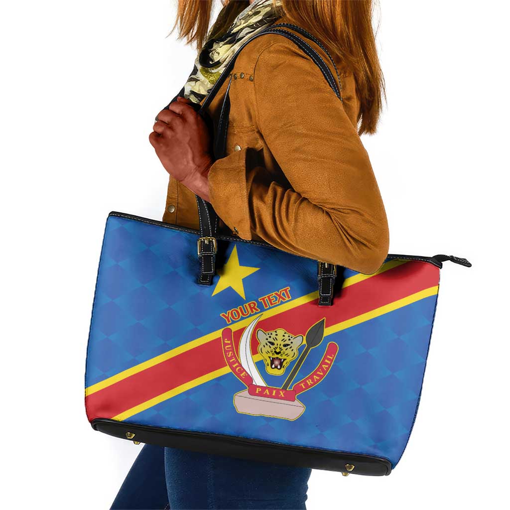 Africa DR of the Congo Personalized Leather Tote Bag Flag Style - African Pride