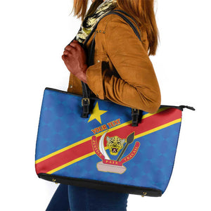 Africa DR of the Congo Personalized Leather Tote Bag Flag Style - African Pride