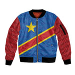 Africa DR of the Congo Personalized Sleeve Zip Bomber Jacket Flag Style - African Pride