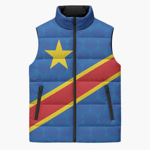 Africa DR of the Congo Personalized Sleeveless Puffer Jacket Flag Style