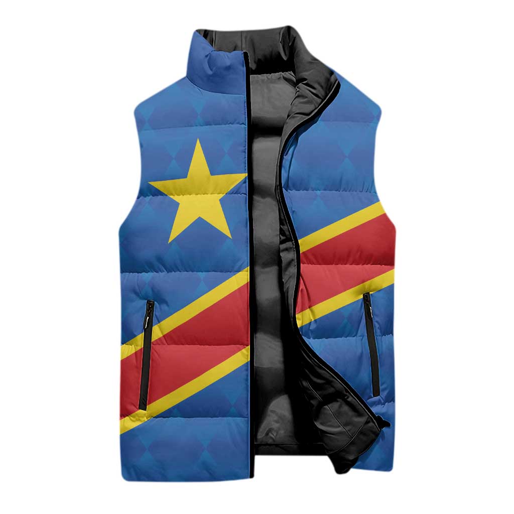 Africa DR of the Congo Personalized Sleeveless Puffer Jacket Flag Style