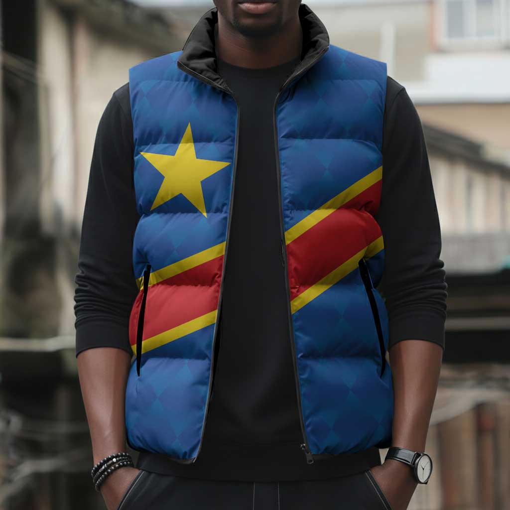 Africa DR of the Congo Personalized Sleeveless Puffer Jacket Flag Style