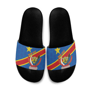 Africa DR of the Congo Personalized Slide Sandals Flag Style
