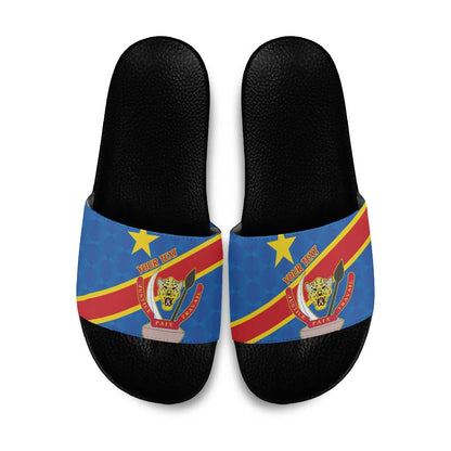 Africa DR of the Congo Personalized Slide Sandals Flag Style