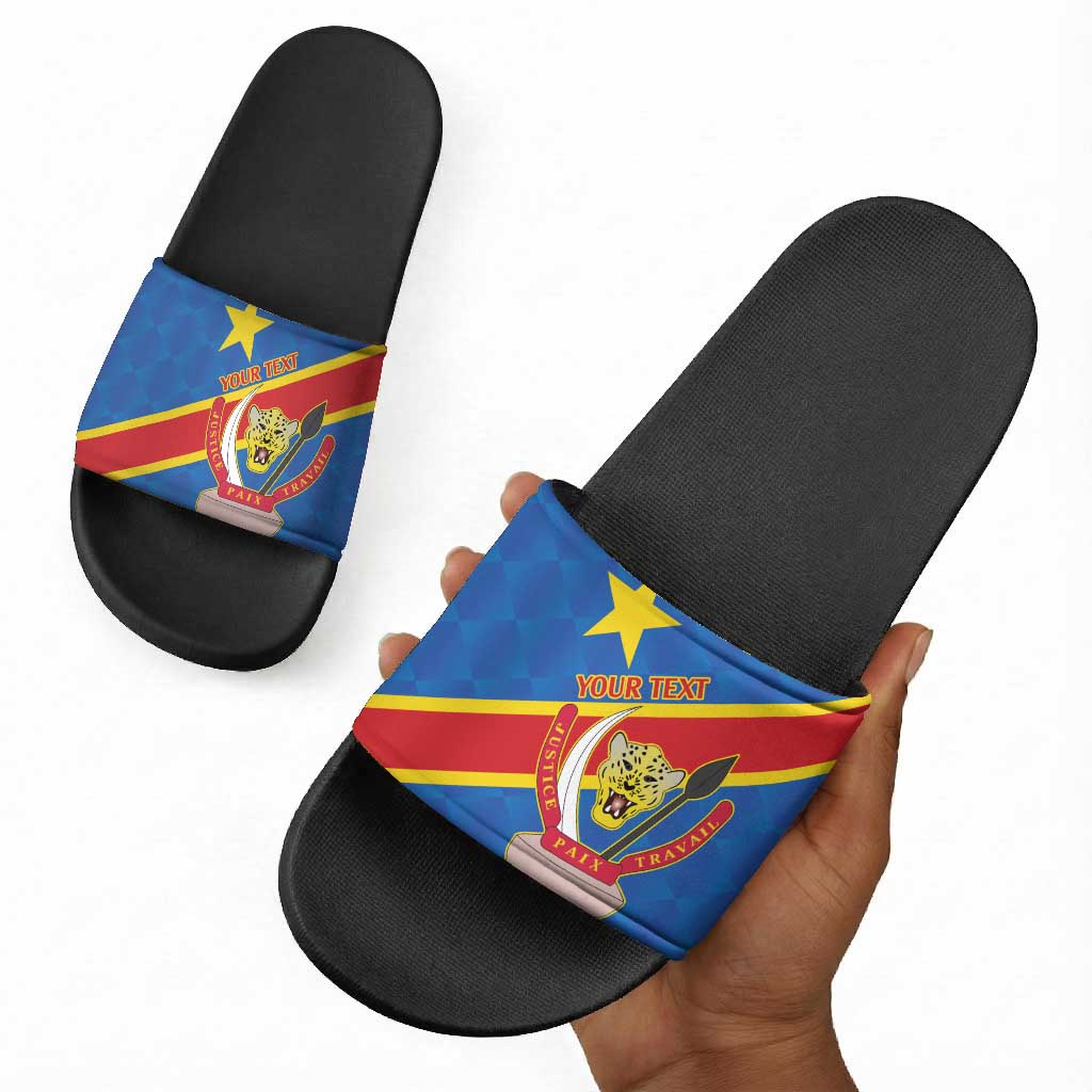 Africa DR of the Congo Personalized Slide Sandals Flag Style