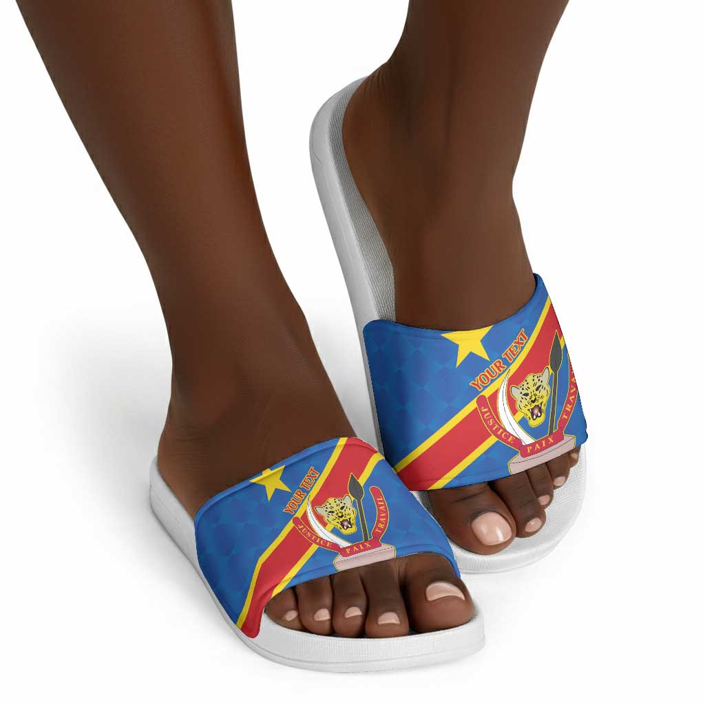 Africa DR of the Congo Personalized Slide Sandals Flag Style