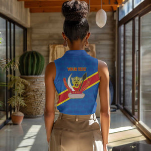Africa DR of the Congo Personalized Women Sleeveless Polo Shirt Flag Style - African Pride