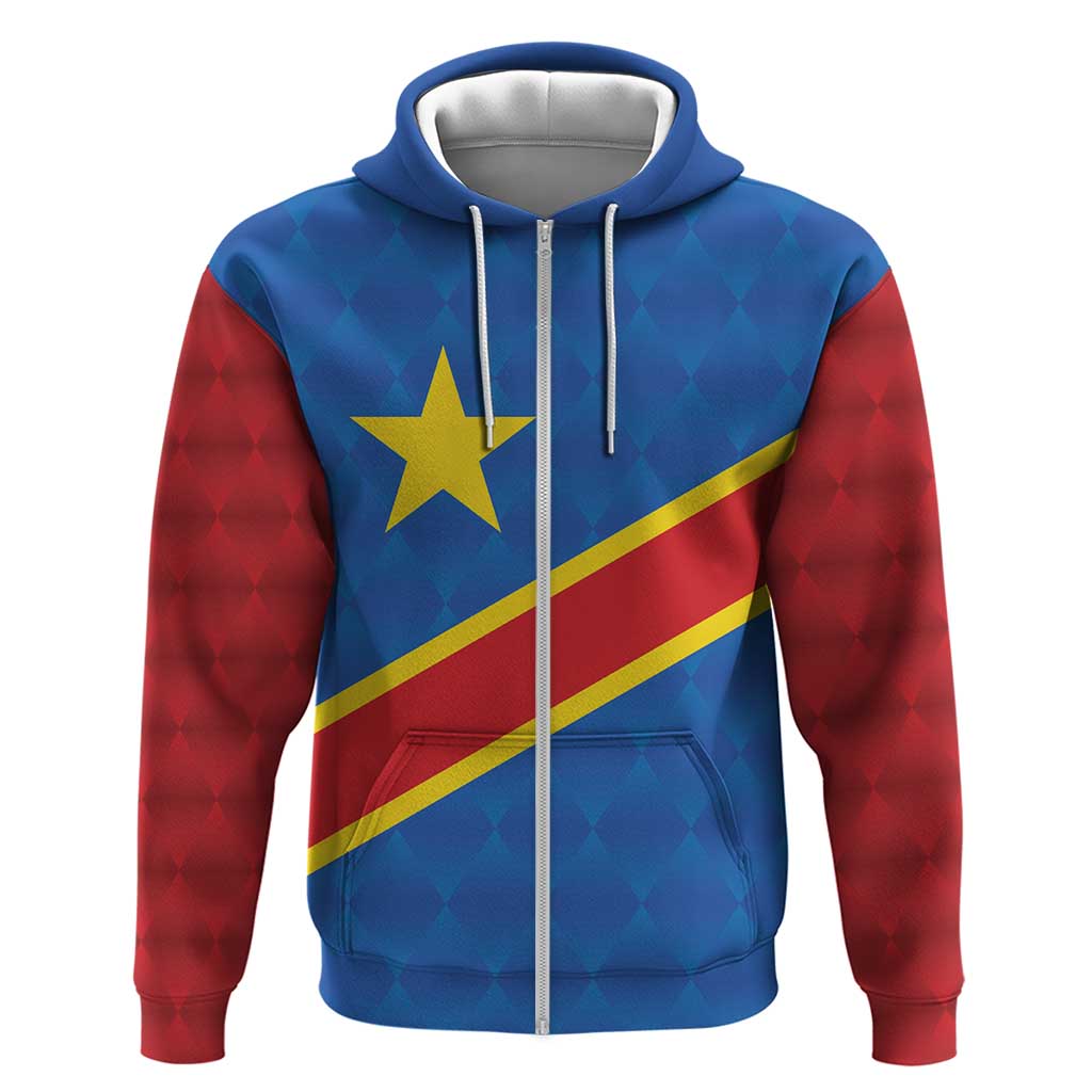 Africa DR of the Congo Personalized Zip Hoodie Flag Style - African Pride