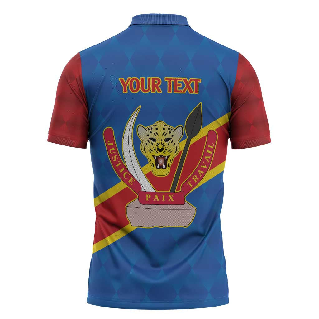 Africa DR of the Congo Personalized Zipper Polo Shirt Flag Style