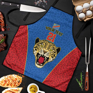 Africa DR Congo Football Custom Apron Blue Leopard Skin Pattern