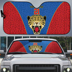 Africa DR Congo Football Custom Auto Sun Shade Blue Leopard Skin Pattern