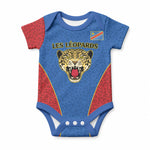 Africa DR Congo Football Custom Baby Onesie Blue Leopard Skin Pattern