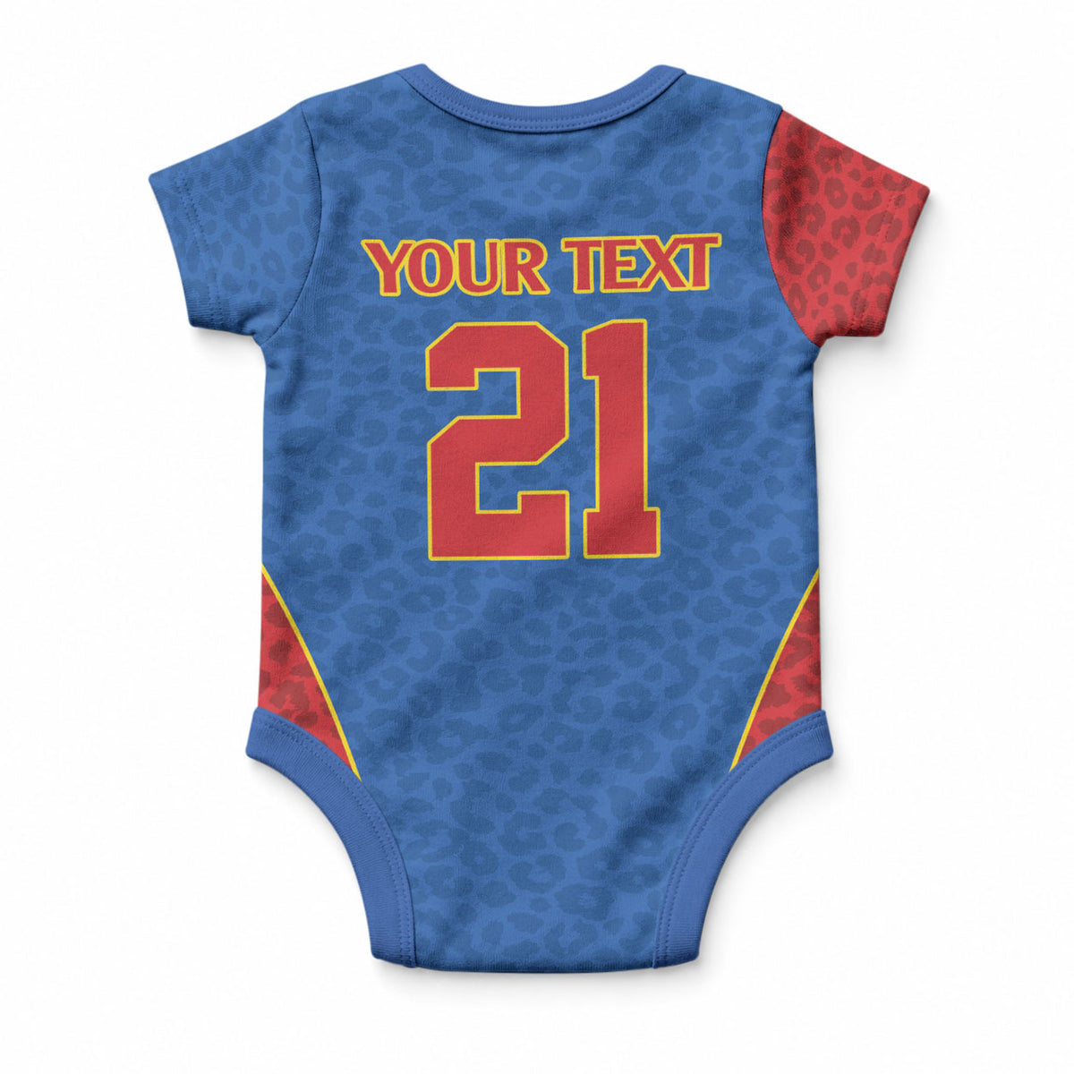 Africa DR Congo Football Custom Baby Onesie Blue Leopard Skin Pattern