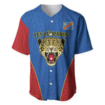 Africa DR Congo Football Custom Baseball Jersey Blue Leopard Skin Pattern - African Pride