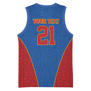 Africa DR Congo Football Custom Basketball Jersey Blue Leopard Skin Pattern LT9