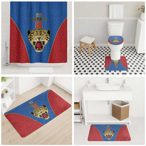 Africa DR Congo Football Custom Bathroom Set Blue Leopard Skin Pattern