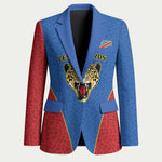 Africa DR Congo Football Custom Blazer Blue Leopard Skin Pattern