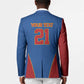 Africa DR Congo Football Custom Blazer Blue Leopard Skin Pattern