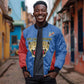 Africa DR Congo Football Custom Bomber Jacket Blue Leopard Skin Pattern - African Pride