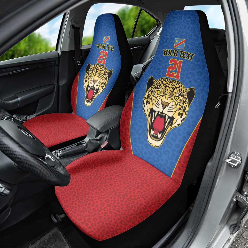 Africa DR Congo Football Custom Car Seat Cover Blue Leopard Skin Pattern - African Pride