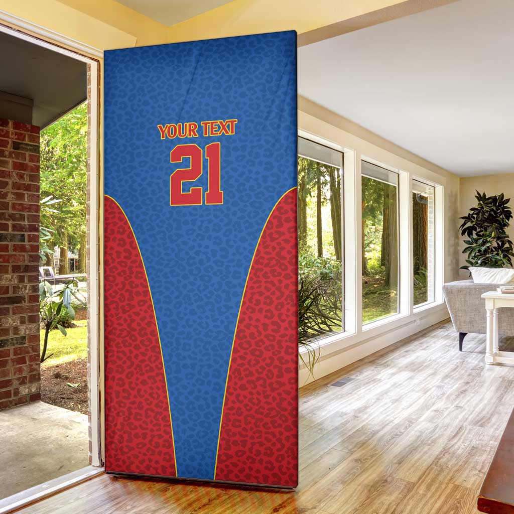 Africa DR Congo Football Custom Door Cover Blue Leopard Skin Pattern