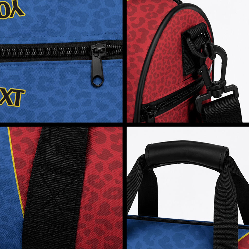 Africa DR Congo Football Custom Duffle Bag Blue Leopard Skin Pattern