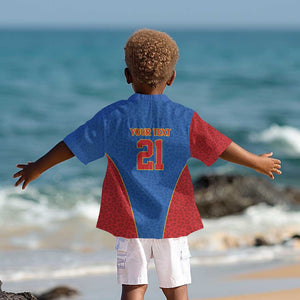 Africa DR Congo Football Custom Kid Hawaiian Shirt Blue Leopard Skin Pattern - African Pride