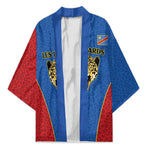 Africa DR Congo Football Custom Kimono Blue Leopard Skin Pattern
