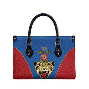 Africa DR Congo Football Custom Leather Bag Blue Leopard Skin Pattern
