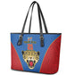 Africa DR Congo Football Custom Leather Tote Bag Blue Leopard Skin Pattern - African Pride