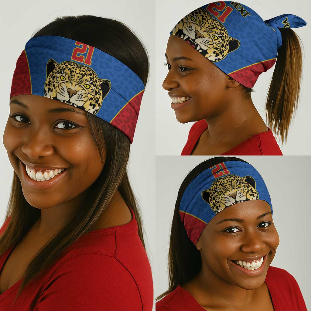 Africa DR Congo Football Custom Neck Gaiter Blue Leopard Skin Pattern LT9