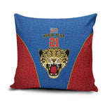 Africa DR Congo Football Custom Pillow Cover Blue Leopard Skin Pattern