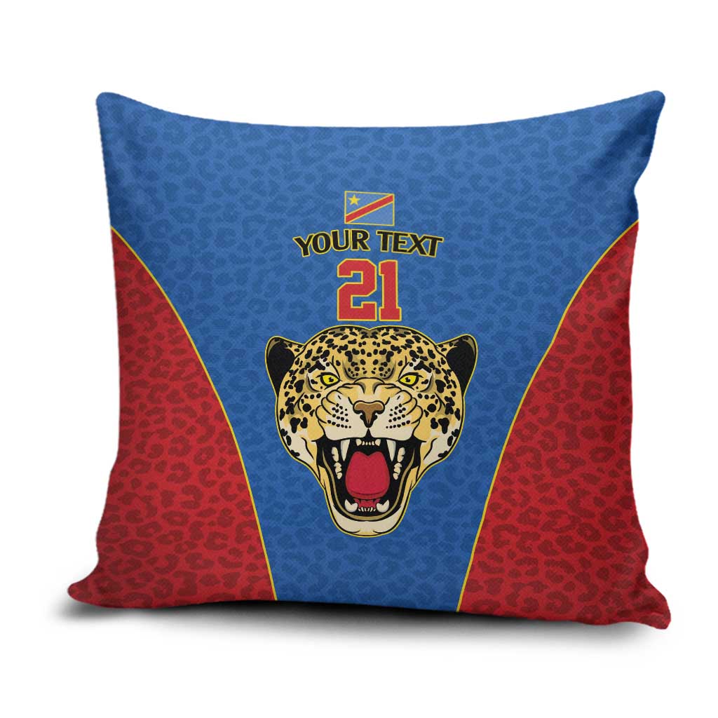 Africa DR Congo Football Custom Pillow Cover Blue Leopard Skin Pattern