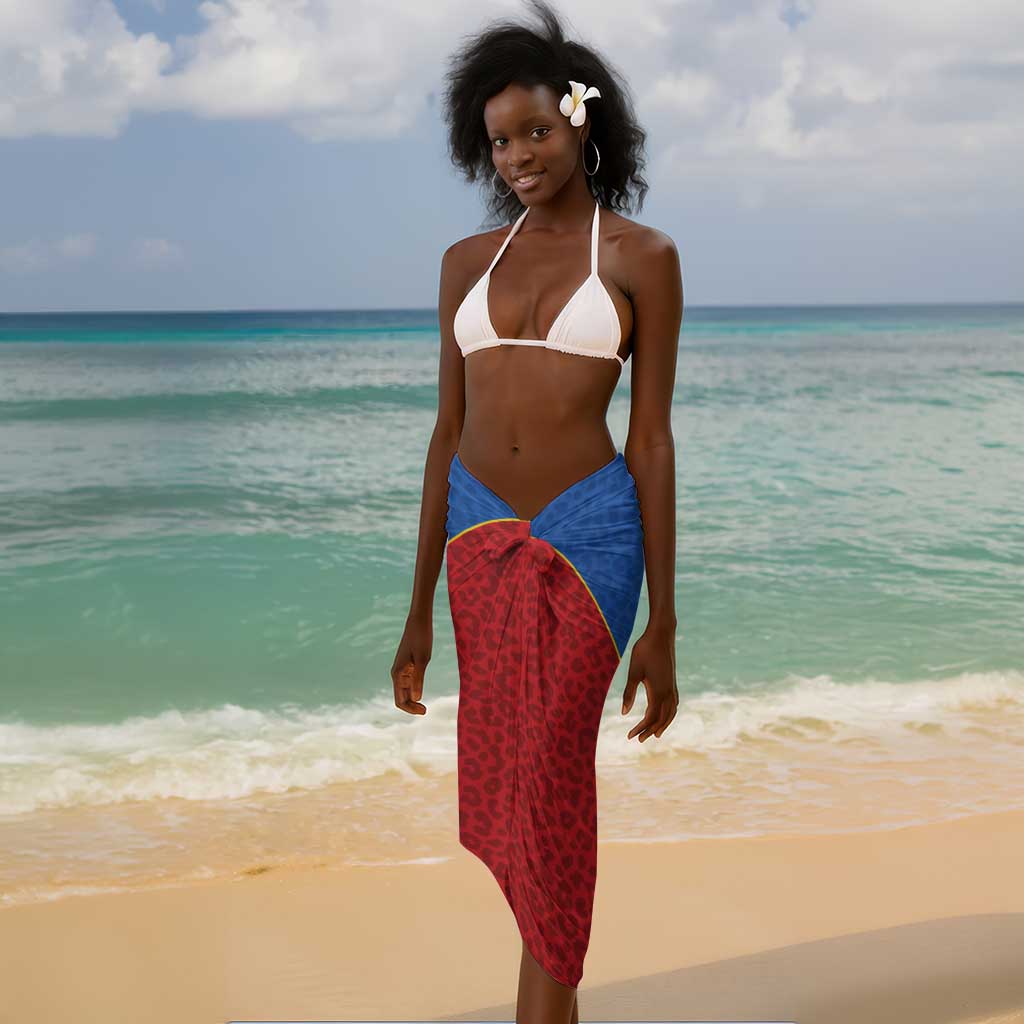 Africa DR Congo Football Custom Sarong Blue Leopard Skin Pattern - African Pride