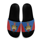 Africa DR Congo Football Custom Slide Sandals Blue Leopard Skin Pattern