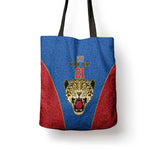 Africa DR Congo Football Custom Tote Bag Blue Leopard Skin Pattern