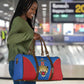 Africa DR Congo Football Custom Travel Bag Blue Leopard Skin Pattern